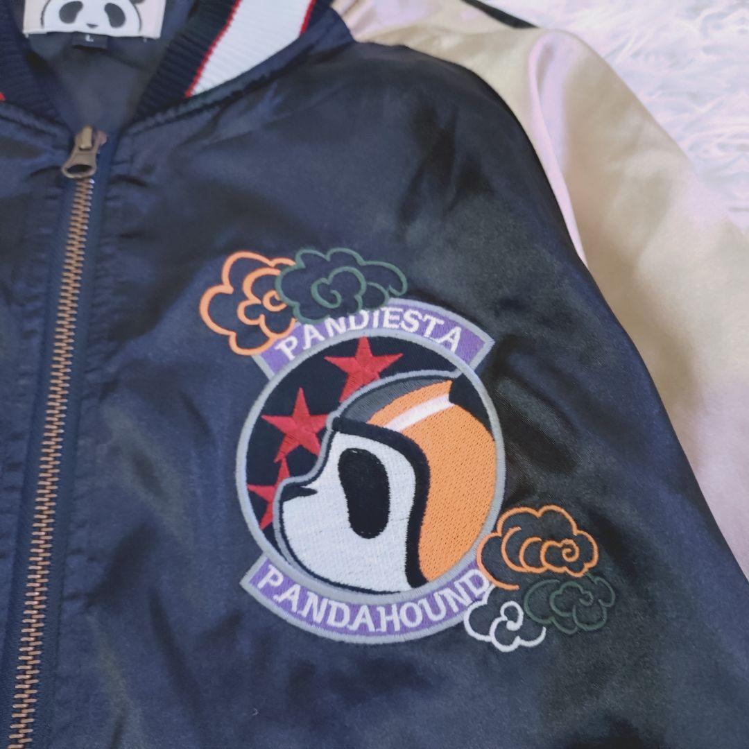 【良品】パンディエスタ パンダ　スカジャン　ジャケット　L　ブラック×ゴールド