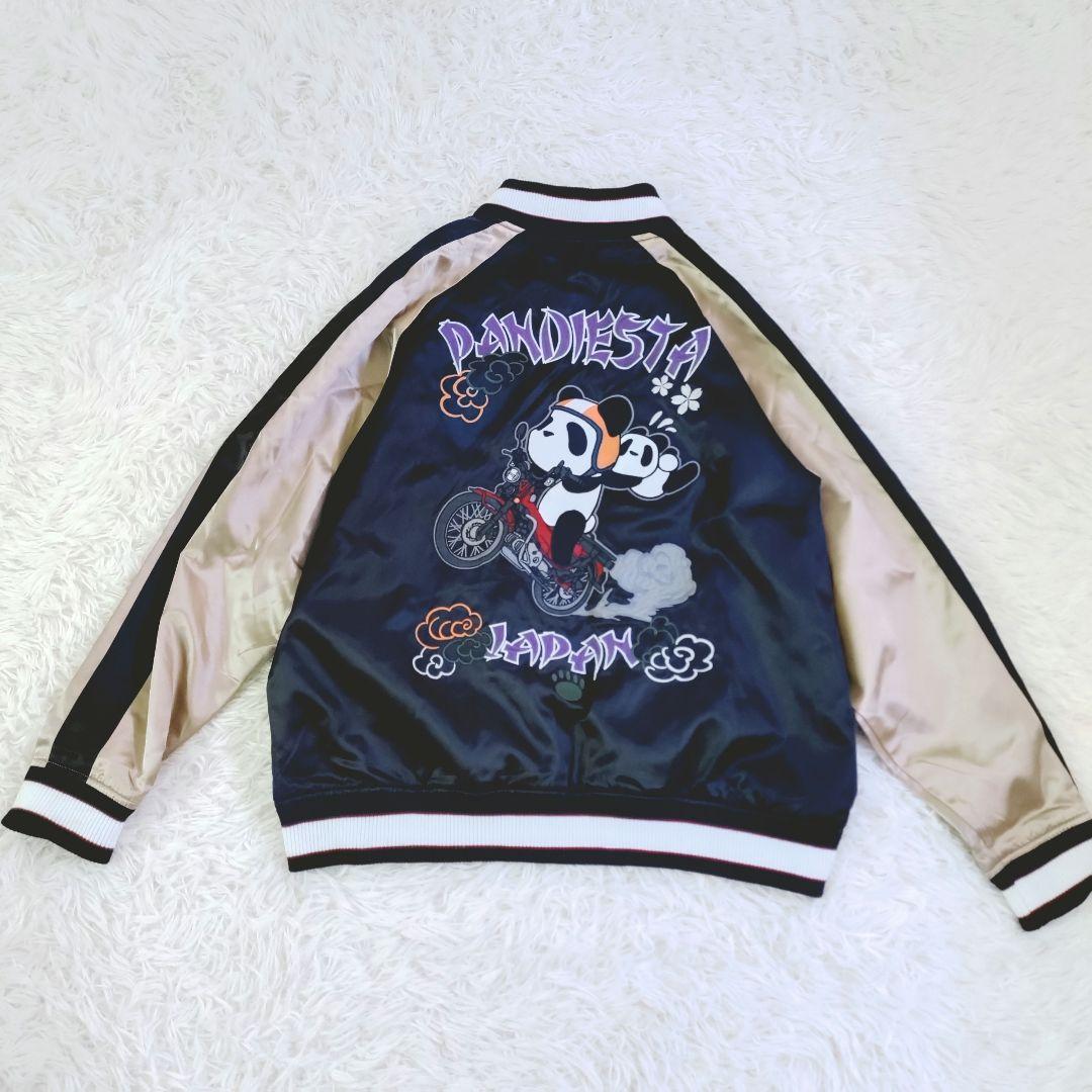【良品】パンディエスタ パンダ　スカジャン　ジャケット　L　ブラック×ゴールド