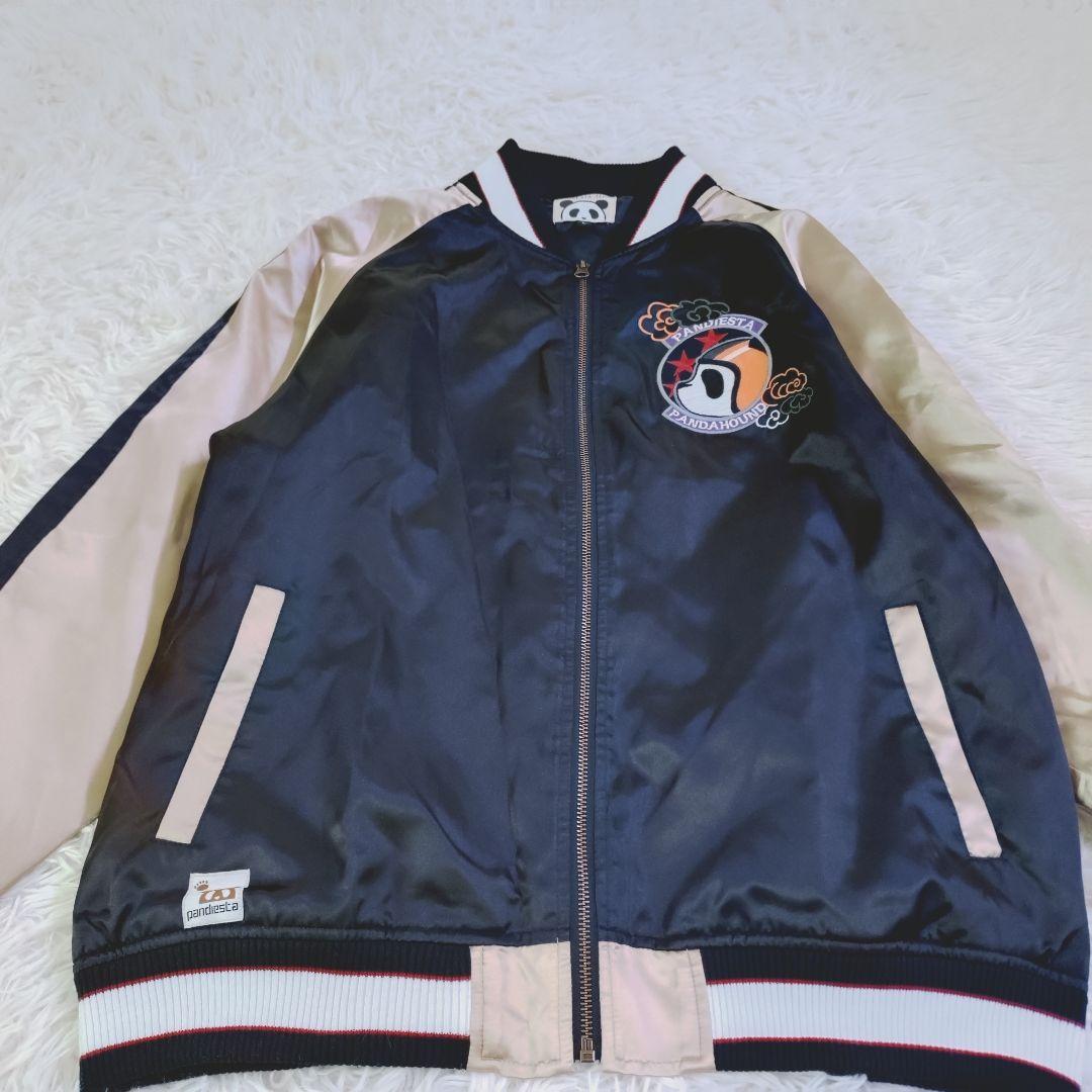 【良品】パンディエスタ パンダ　スカジャン　ジャケット　L　ブラック×ゴールド