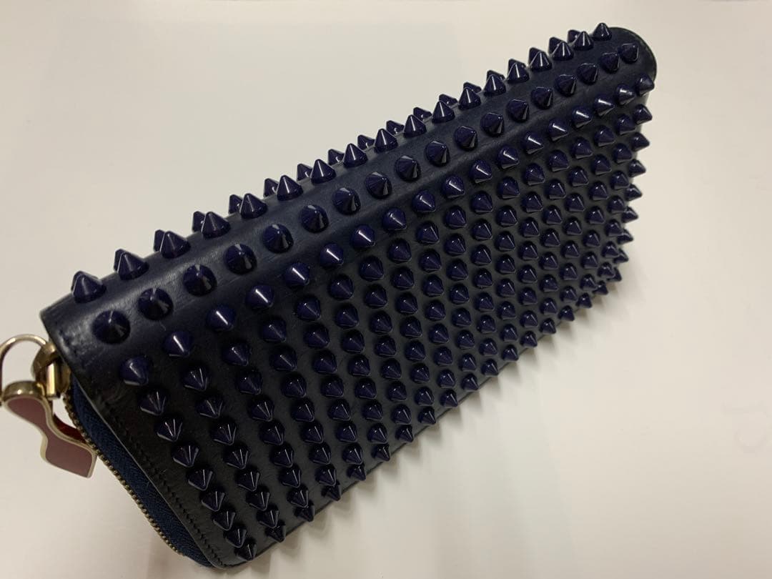 クリスチャンルブダン　 長財布　スタッズ　スパイク ネイビー　紺