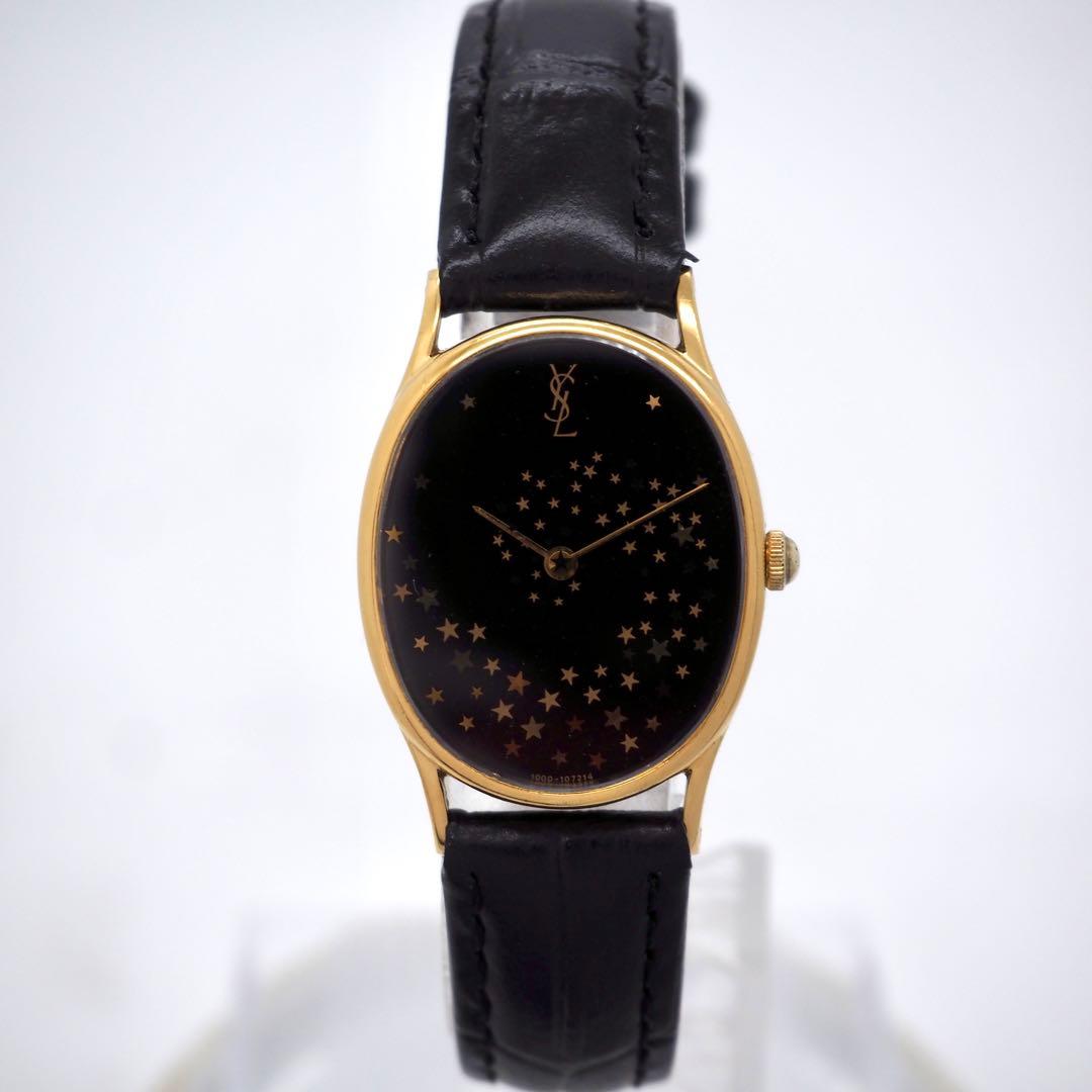 79 稼働【希少】イヴサンローラン　時計　レディース　星　オーバル　ゴールド