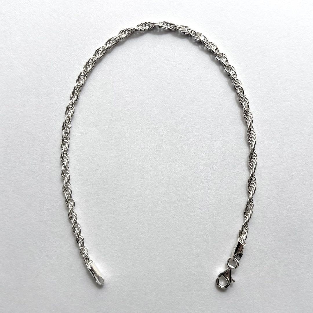 イタリア製 ヴィンテージ ツイストロープチェーンブレスレット シルバー925