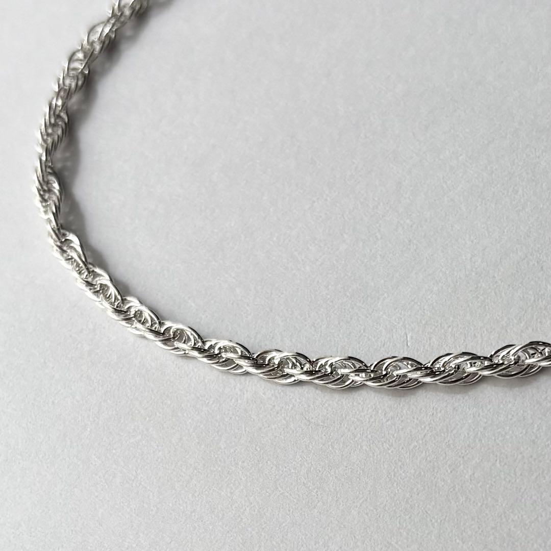 イタリア製 ヴィンテージ ツイストロープチェーンブレスレット シルバー925