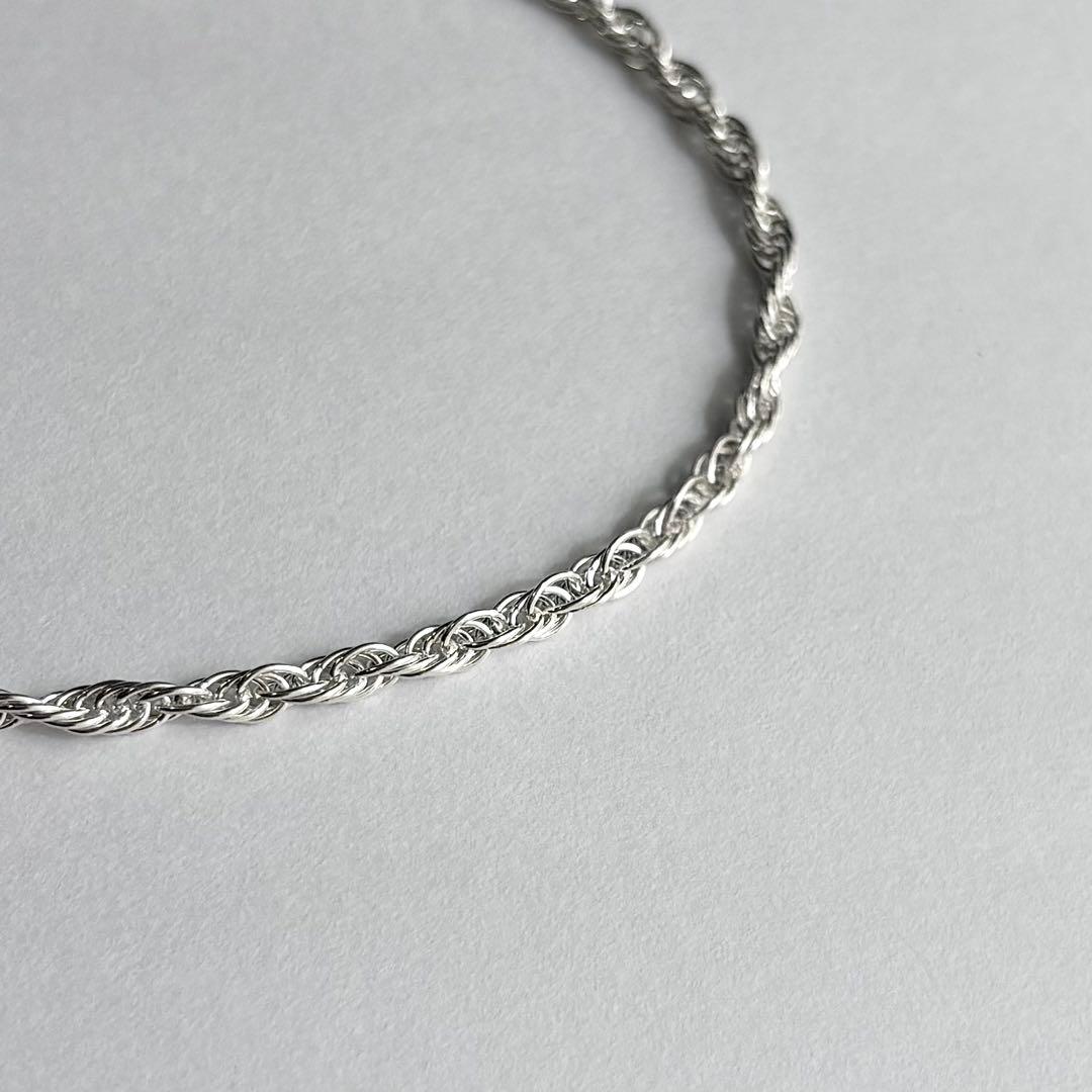 イタリア製 ヴィンテージ ツイストロープチェーンブレスレット シルバー925