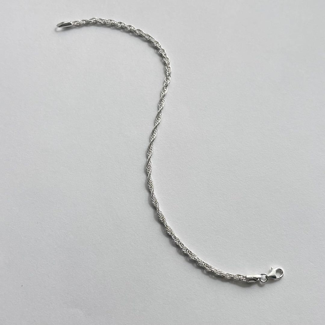 イタリア製 ヴィンテージ ツイストロープチェーンブレスレット シルバー925