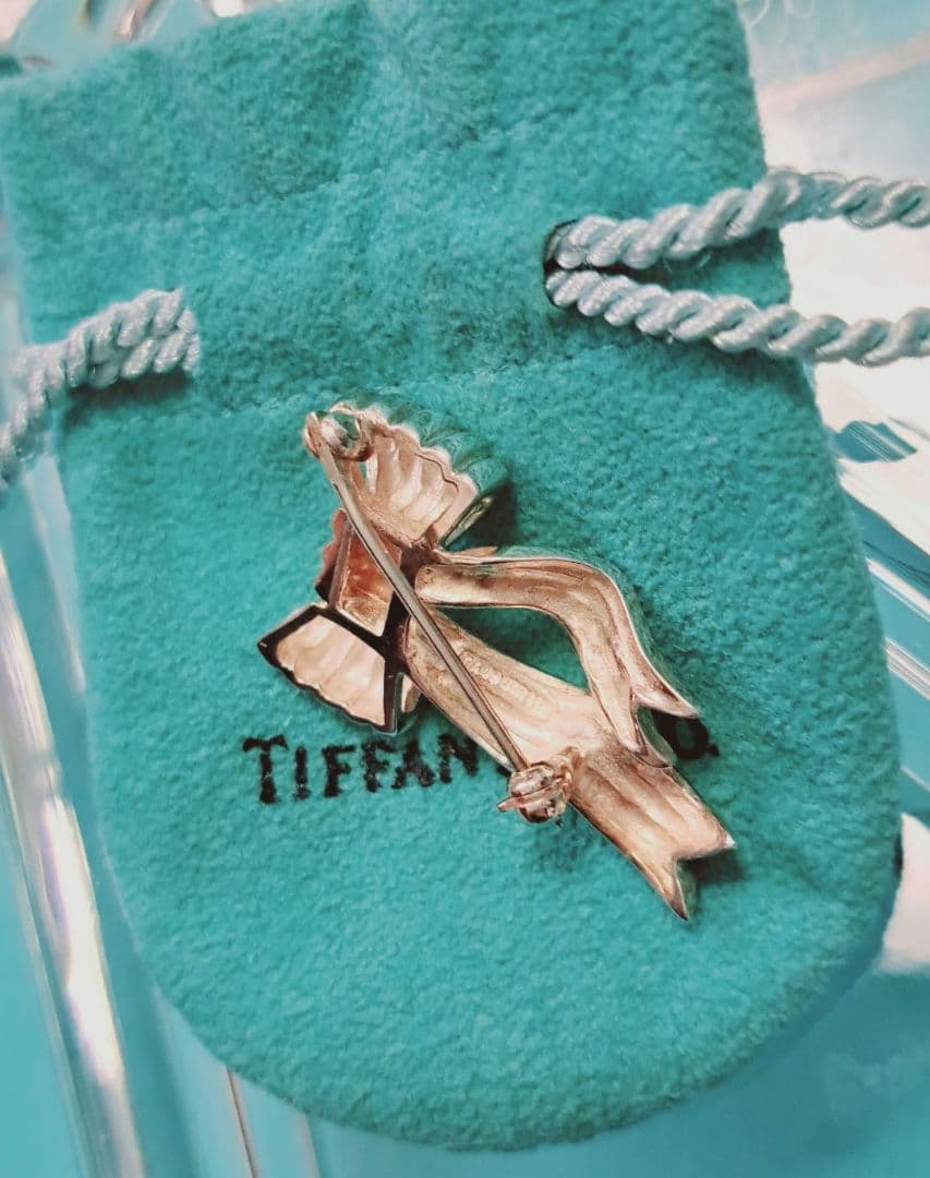 ティファニー リボン starring 14k コンビ ヴィンテージ ブローチ