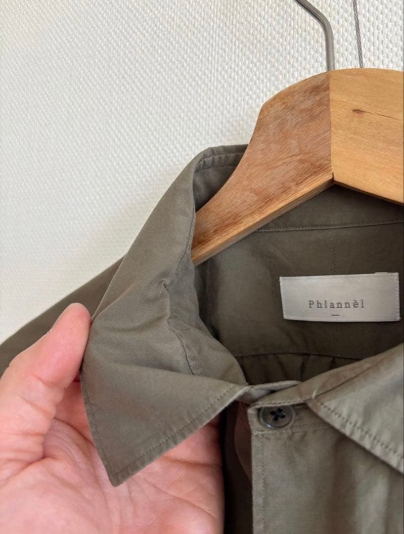 Phlannel オリーブ 長袖シャツ