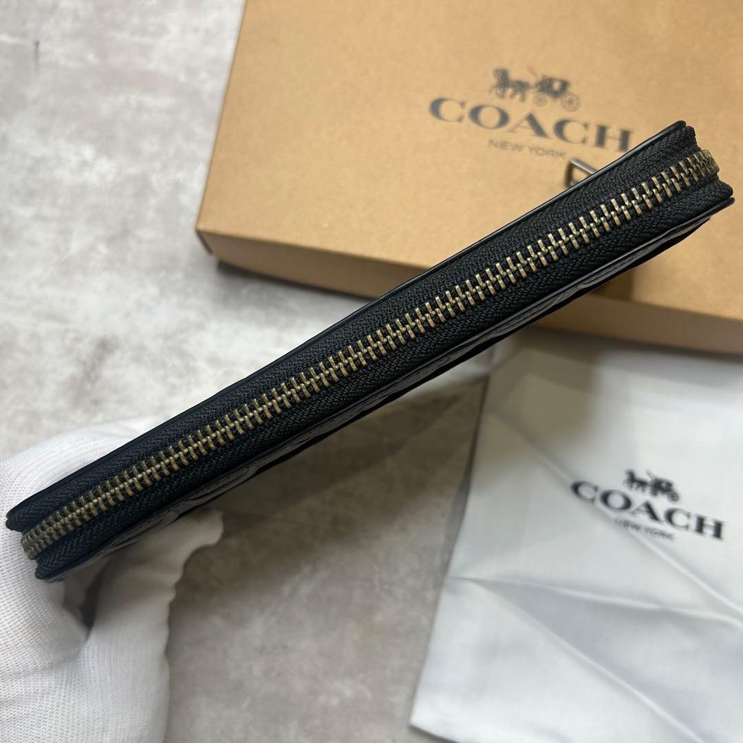 新品未使用 コーチ シグネチャー型押しエンボス レザー ブラウン 長財布