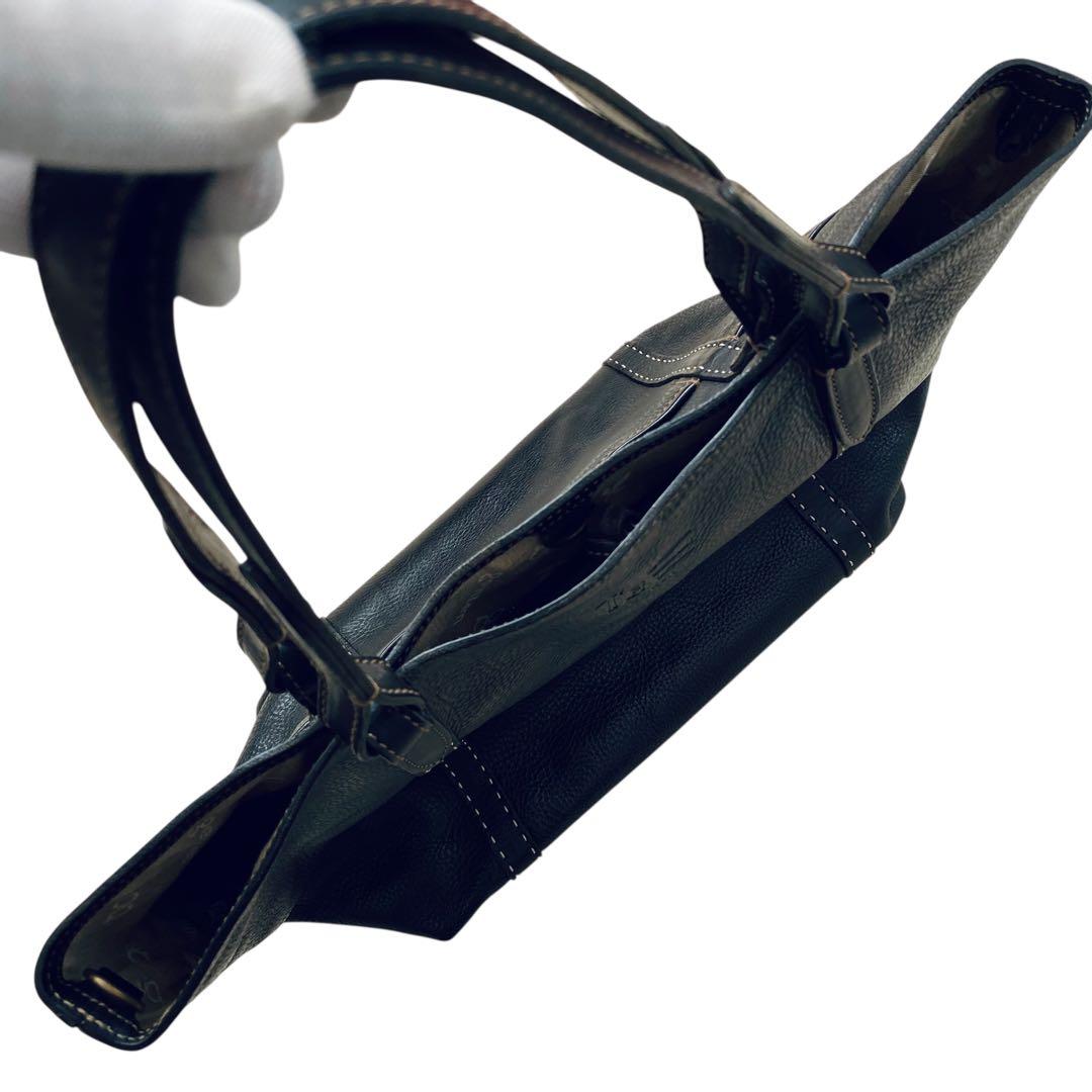 genten ゲンテン【美品】シボ革 シュリンクレザー トートバッグ 工具ロゴ