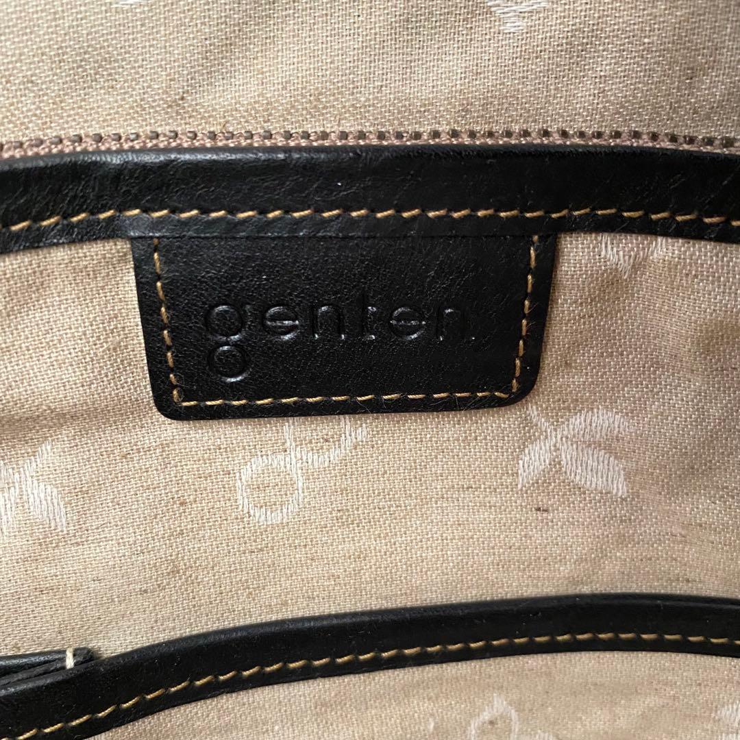 genten ゲンテン【美品】シボ革 シュリンクレザー トートバッグ 工具ロゴ