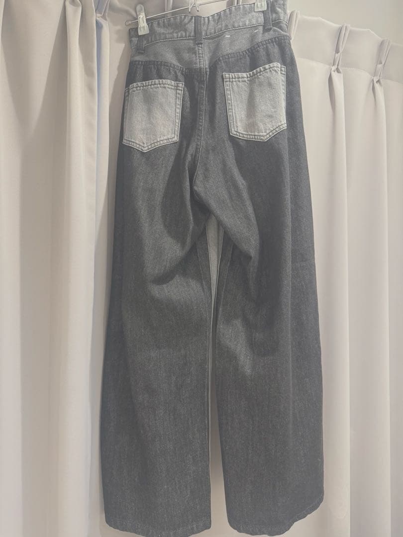 フレイアイディー　ボックスタックワイドデニムパンツ