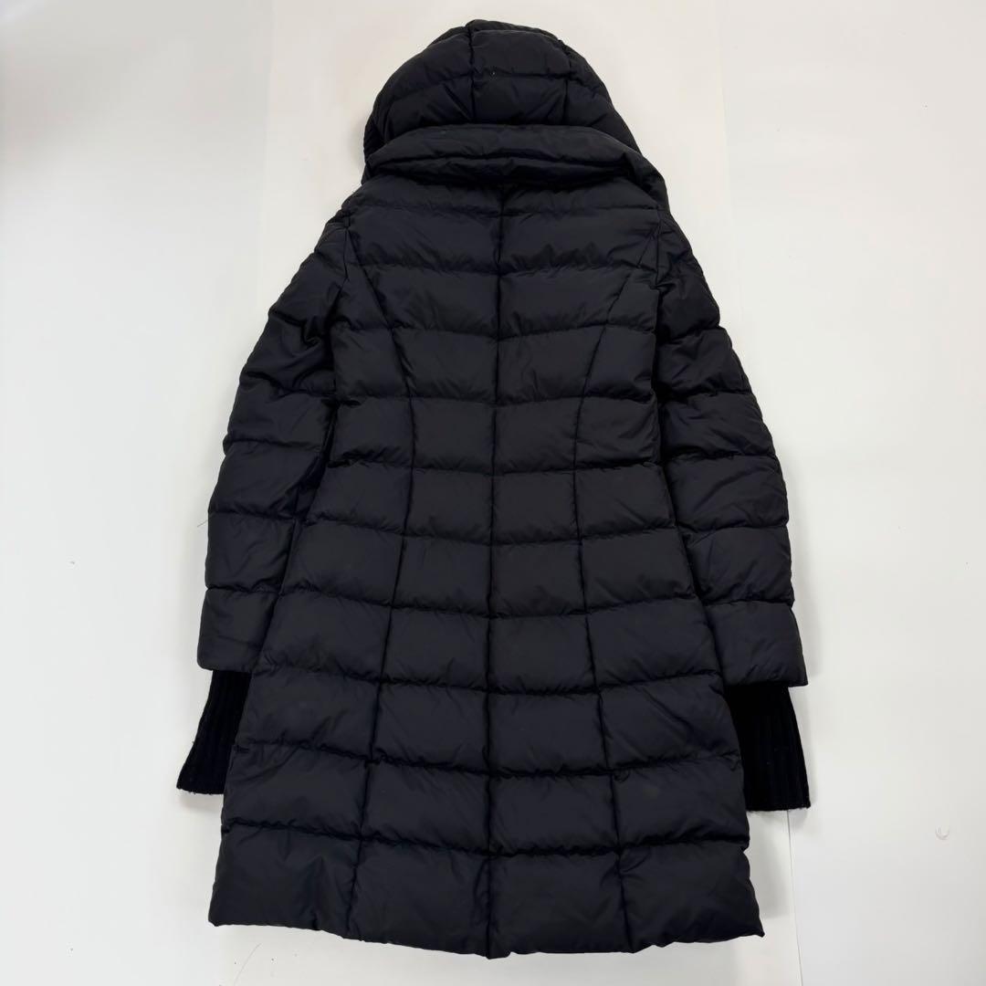 ヘルノ ポーラテック リブニット ダウンコート ロング ブラック 38