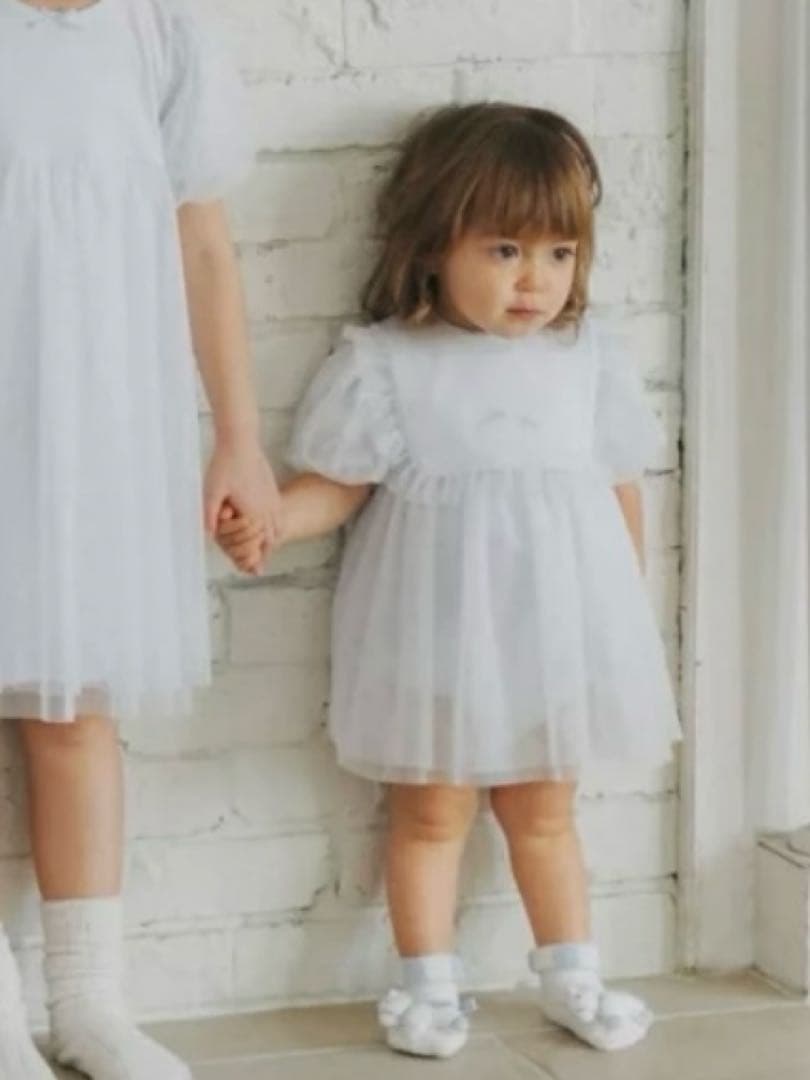 【新品未使用】ジェラートピケ☆ スターチュールロンパース80cm&スタイ