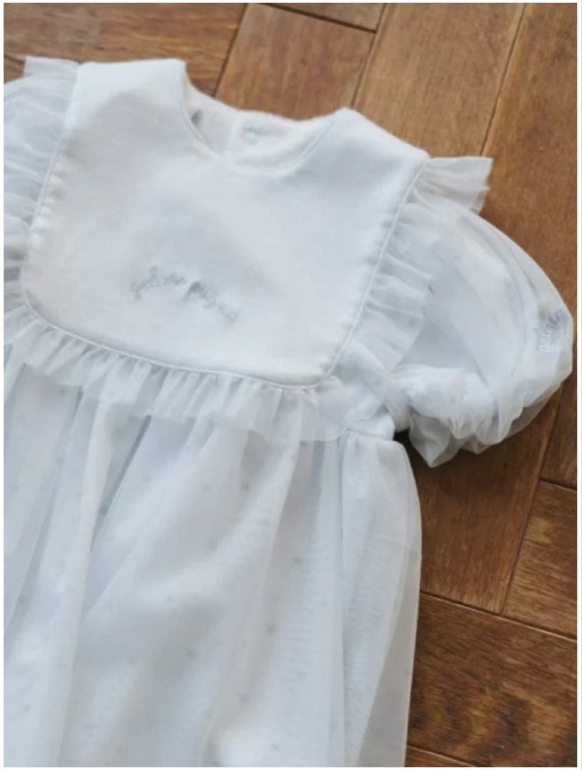 【新品未使用】ジェラートピケ☆ スターチュールロンパース80cm&スタイ