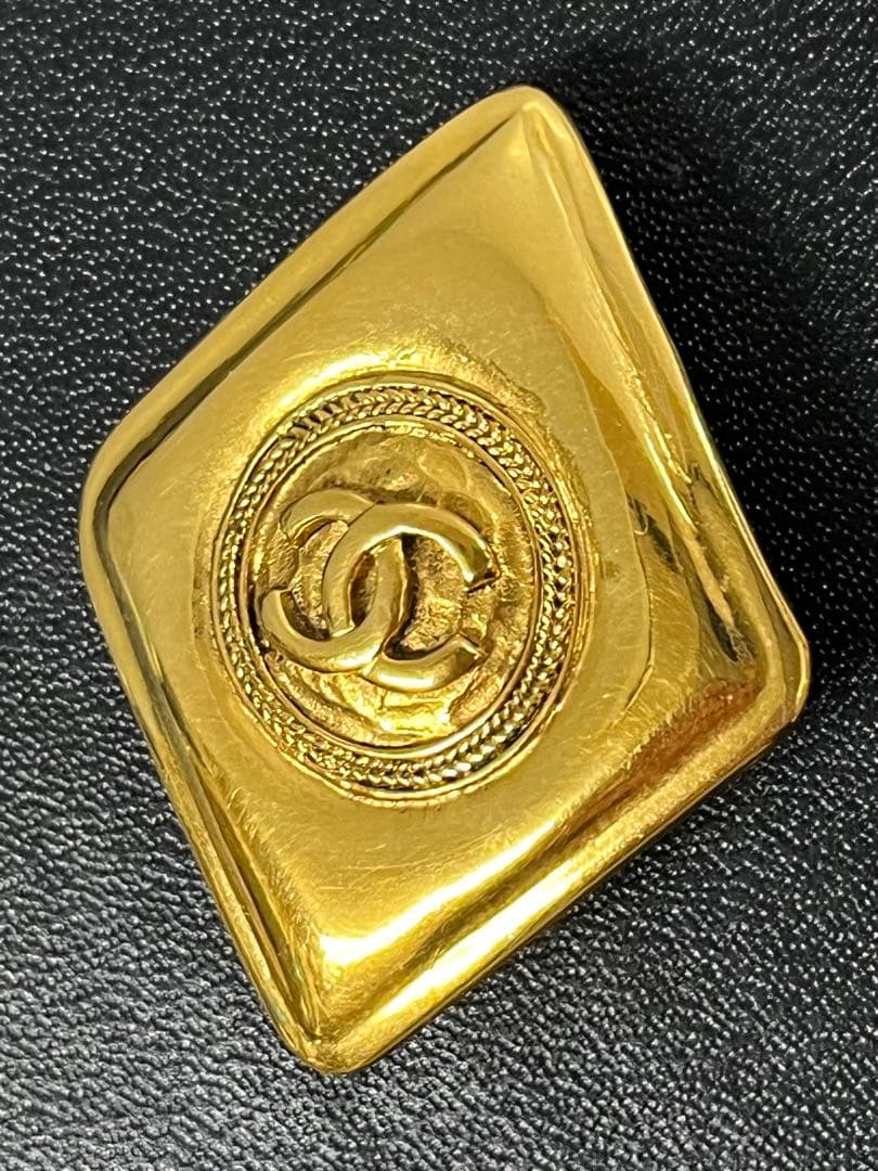 美品 CHANEL シャネル ブローチ 箱付 菱形 ゴールド アンティーク
