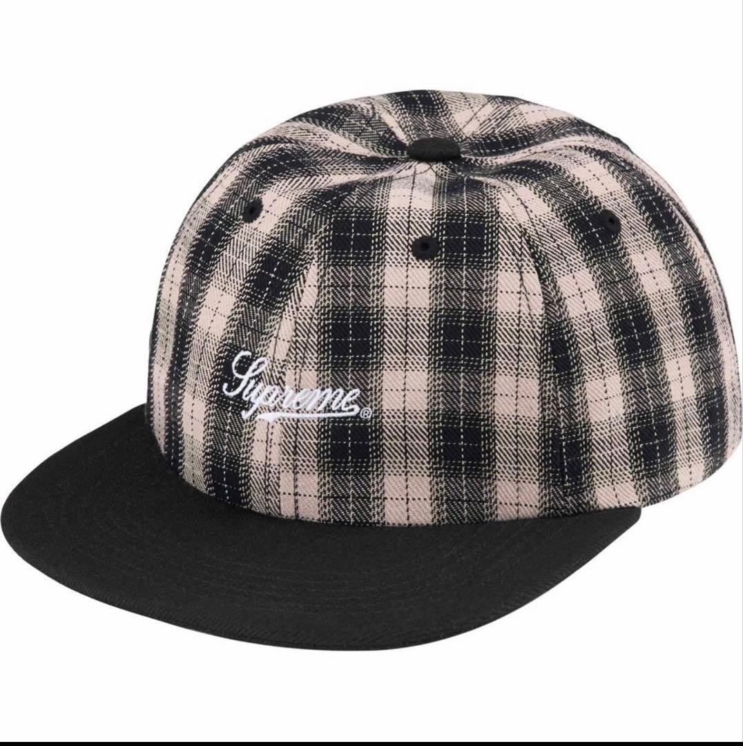帽子 Supreme Script Logo 6-Panel Black Plaid