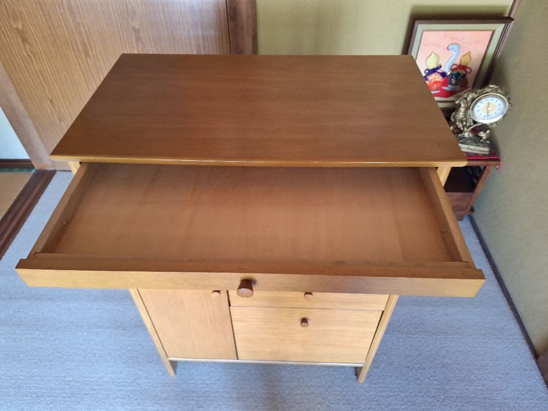 美品 カリモクkarimoku 電話台・ファックス台 引き出し付き