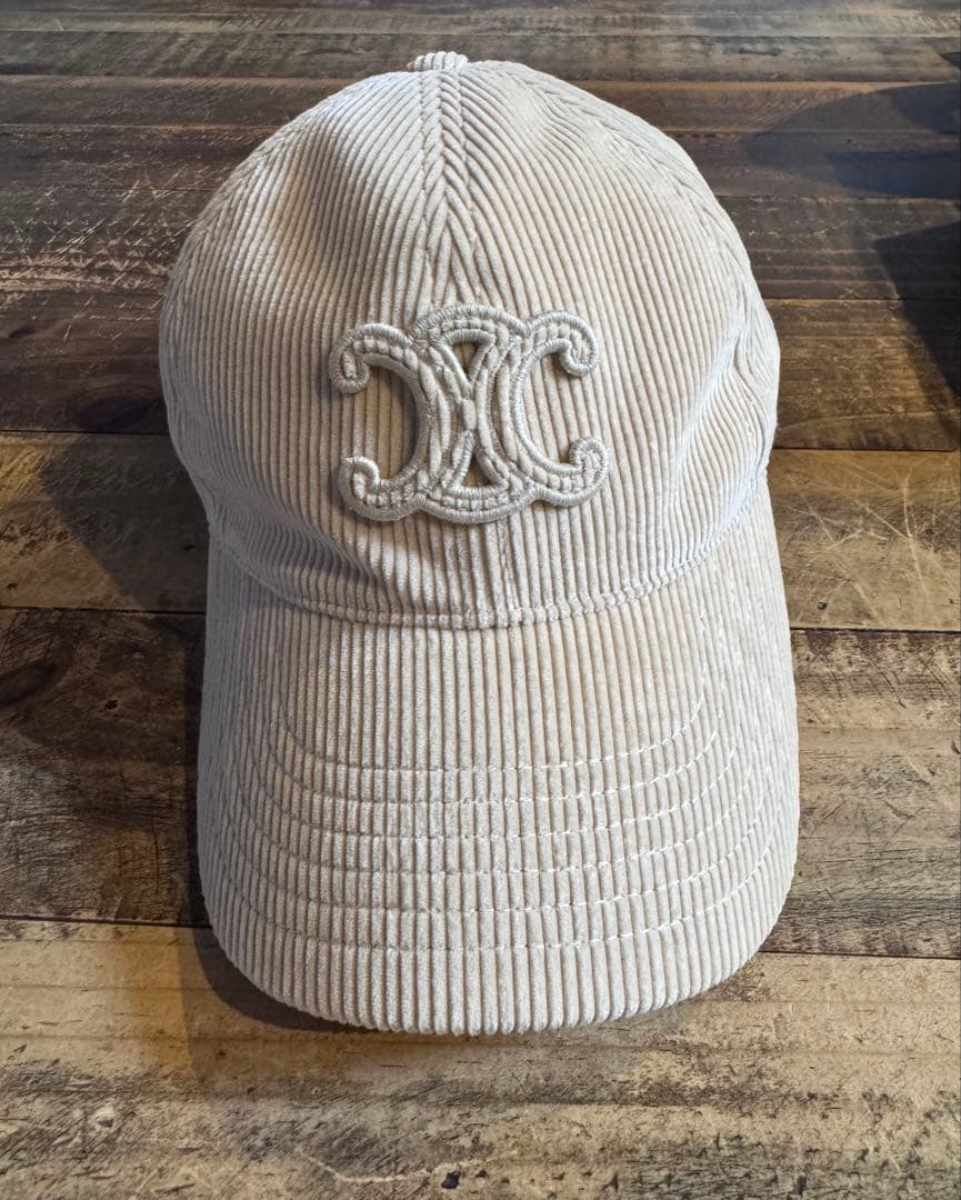CELINE トリオンフ ベースボールキャップ コーデュロイ クリーム ベージュ
