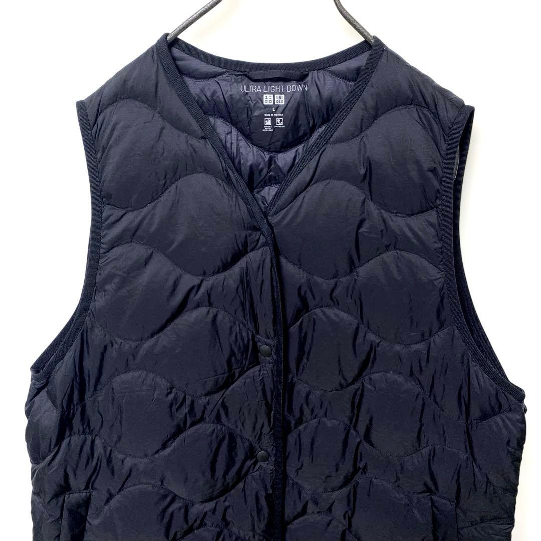 美品 ユニクロ ウルトラライトダウン　ロングベスト ブラック L キルティング