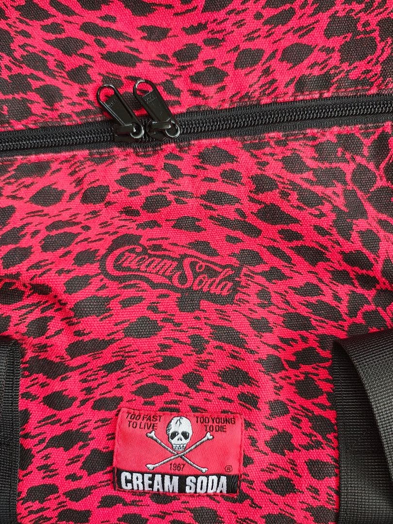 メラノPP＃　　新品近い　CREAM SODA 赤ヒョウ柄 ボストンバッグ