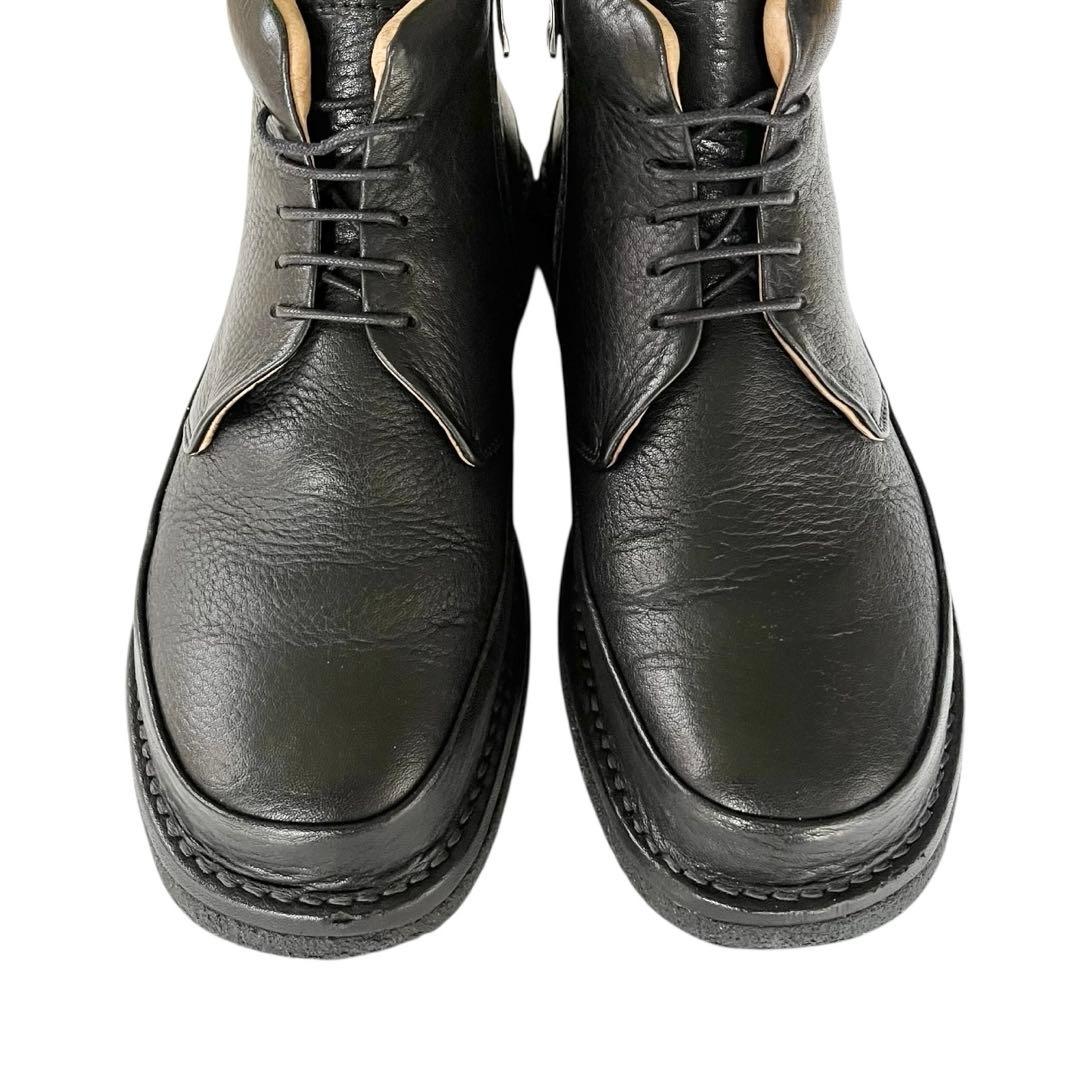 【極美品】◾️サヤ◾️ショートブーツ◾️レースアップ◾️サイドジップ◾️レザー◾️ブラック