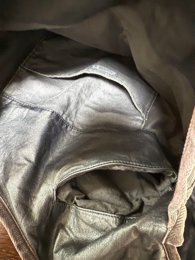 ヨウジ ヤマモト　牛革×デニム　黒ショルダーバッグ　サコッシュ