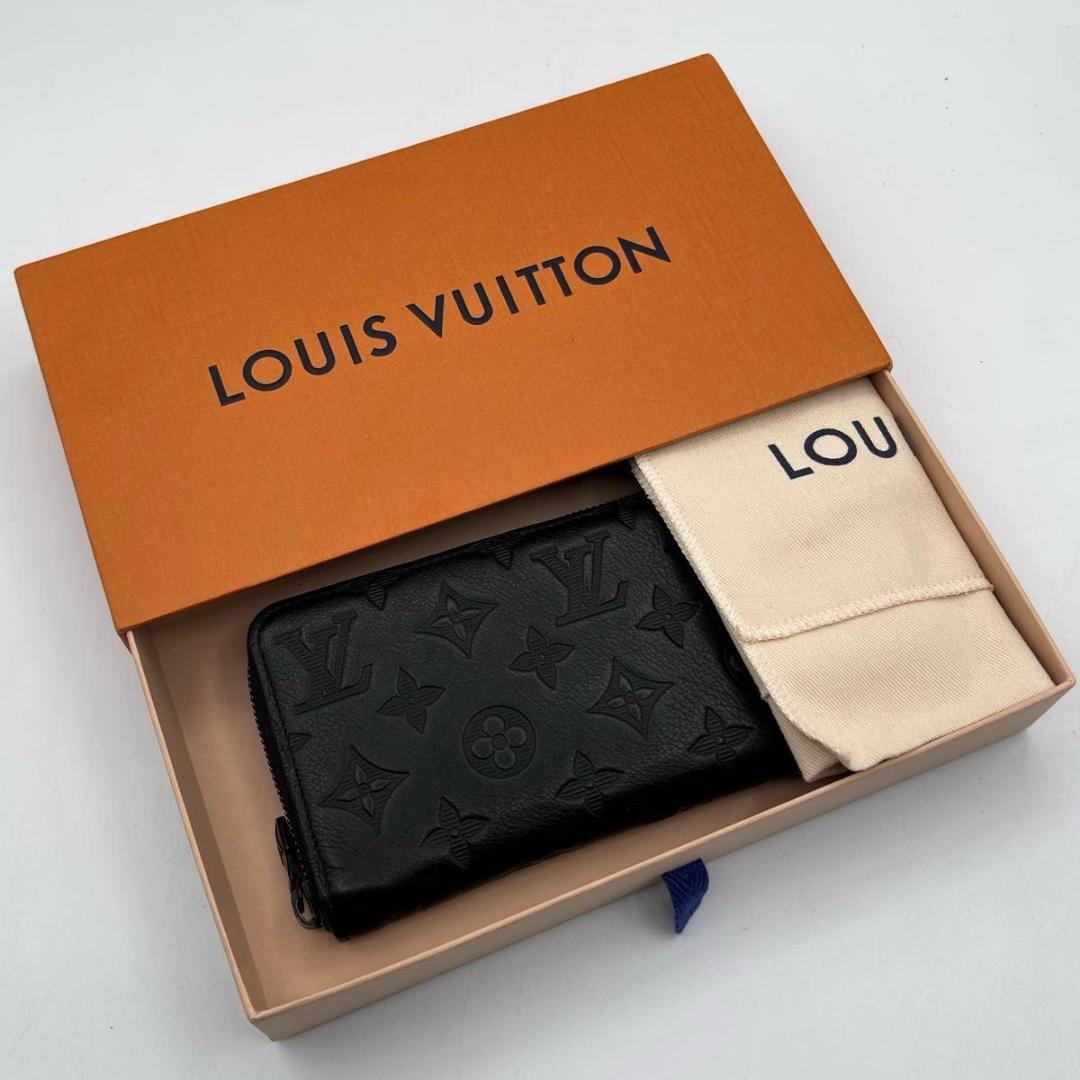 新品に近い ルイヴィトン モノグラム シャドウ ジッピーウォレット ホリゾンタル