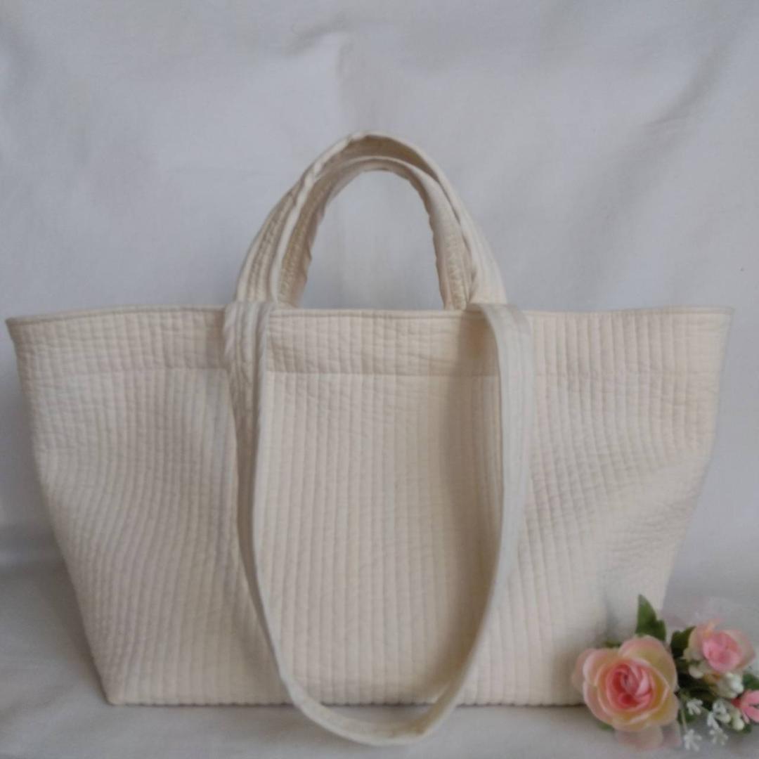 ファスナー 底板ポリ☆トートバッグWハンドル☆ ミルクティー ヌビバッグ