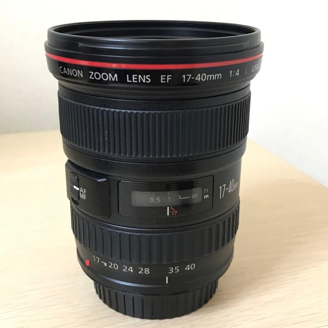 EF17-40mm F4L 元箱、取説、フード付き