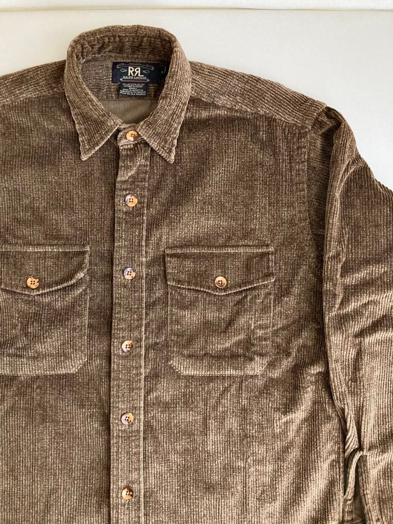 レア 希少 モーリシャス製 初期 RRL 三つ星 コーデュロイ シャツ ブラウン