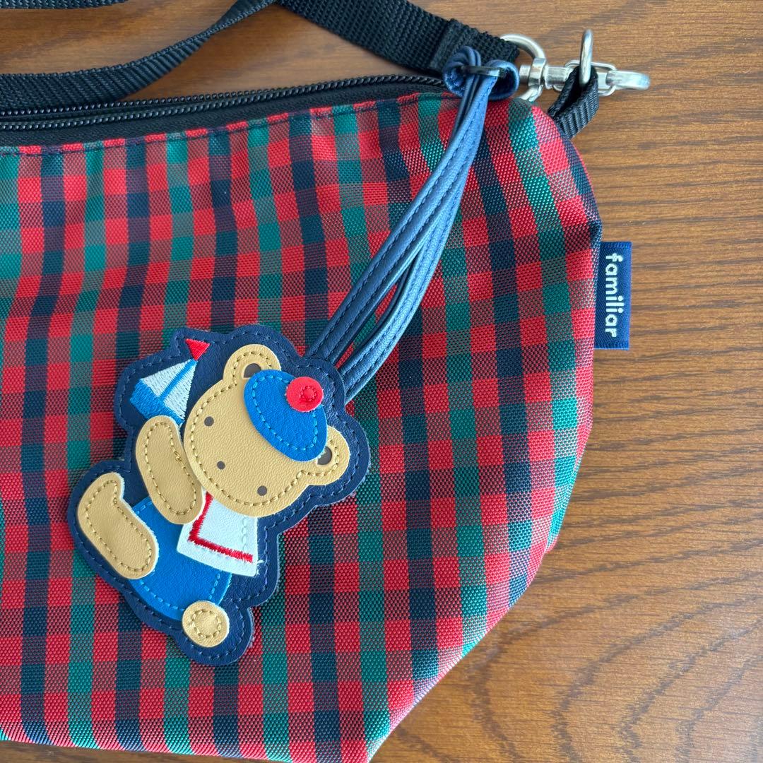 familiar ファミリア　赤チェック　舟形ポシェット