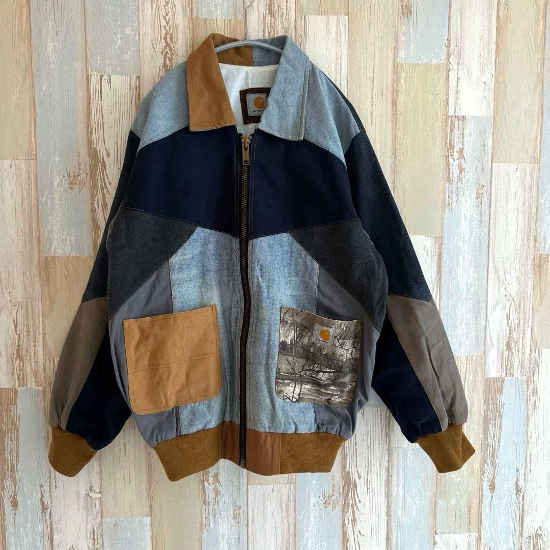 希少美品 carharttリメイク L相当アクティブジャケットダック一点物