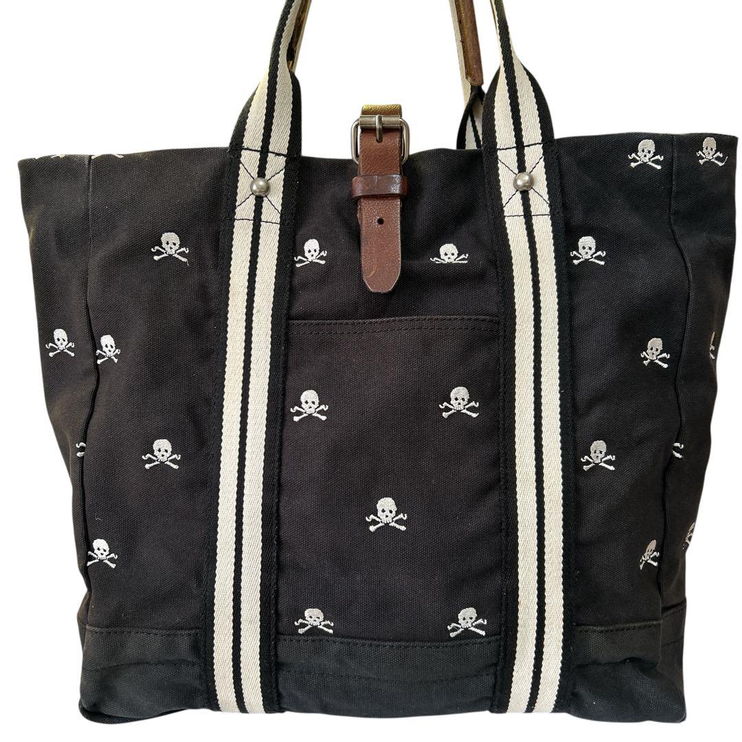 RALPH LAUREN RUGBY トートバッグ キャンバス×レザー スカル