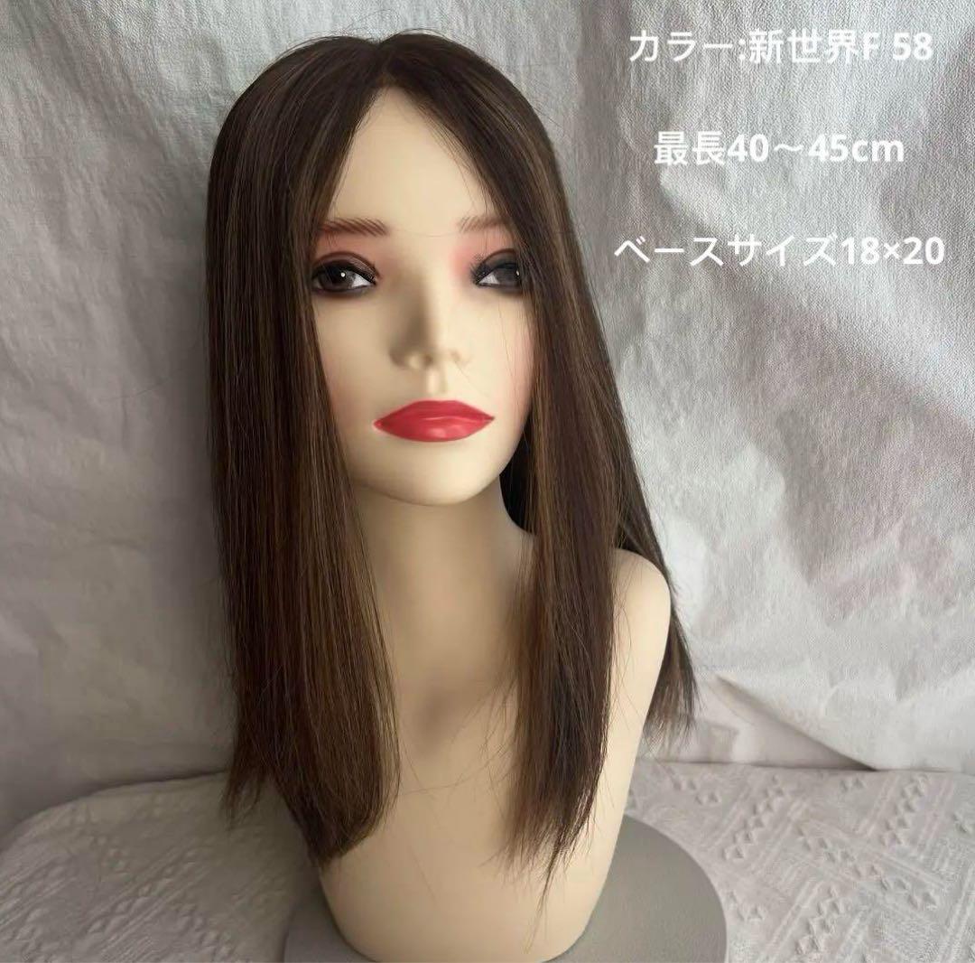 真2025新世界超人工肌人毛100%ウィッグ　ヘアピース　総手植え　部分ウィッグ