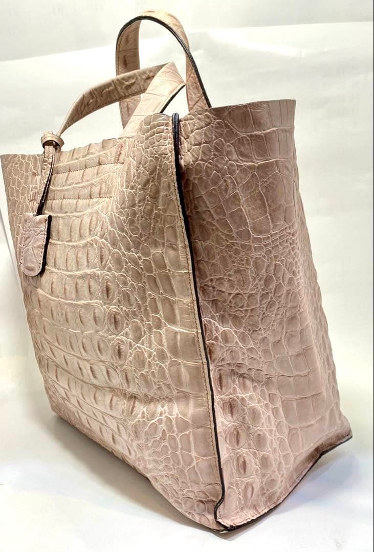 FURLA フルラ クロコ型押し ハンドバッグ ピンクベージュ 未使用保管品