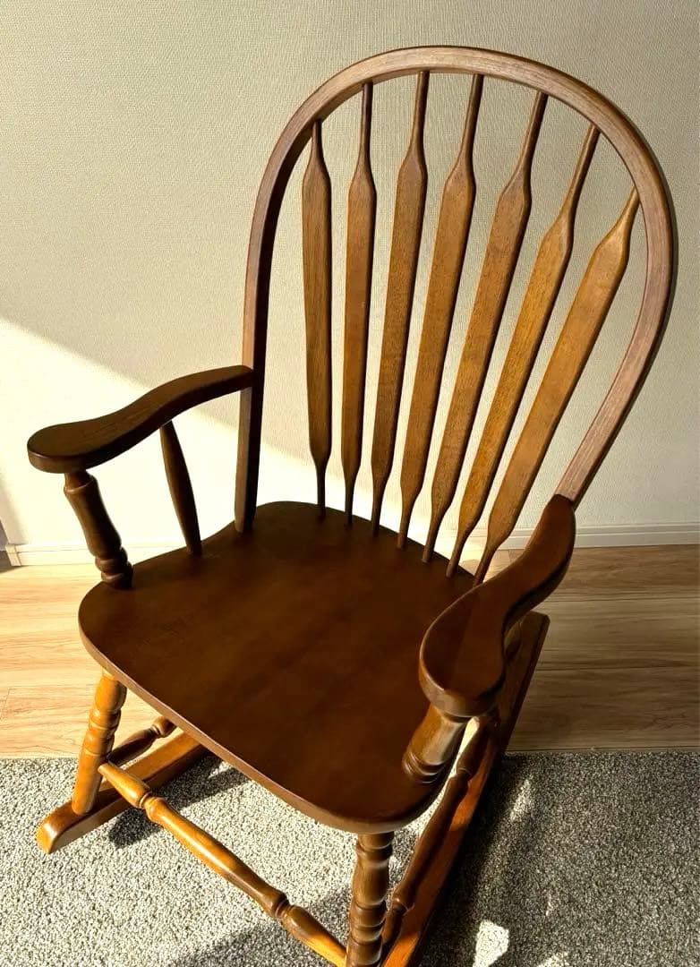 ロッキングチェア ウィンザーチェア 木製 天然木 ラバーウッド 北欧 レトロ