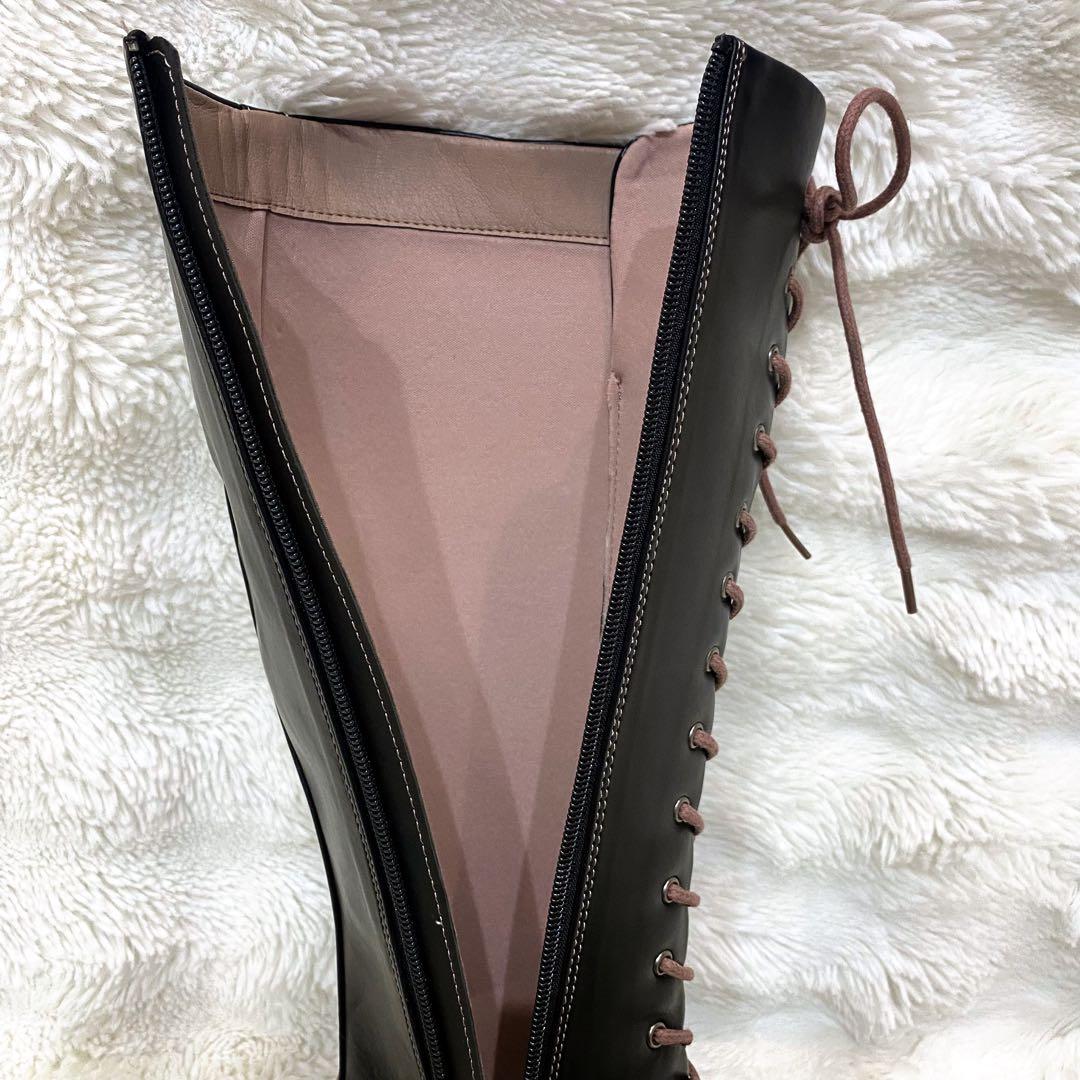 【新品・タグ付・厚底】by あしながおじさん レースアップロングブーツ L