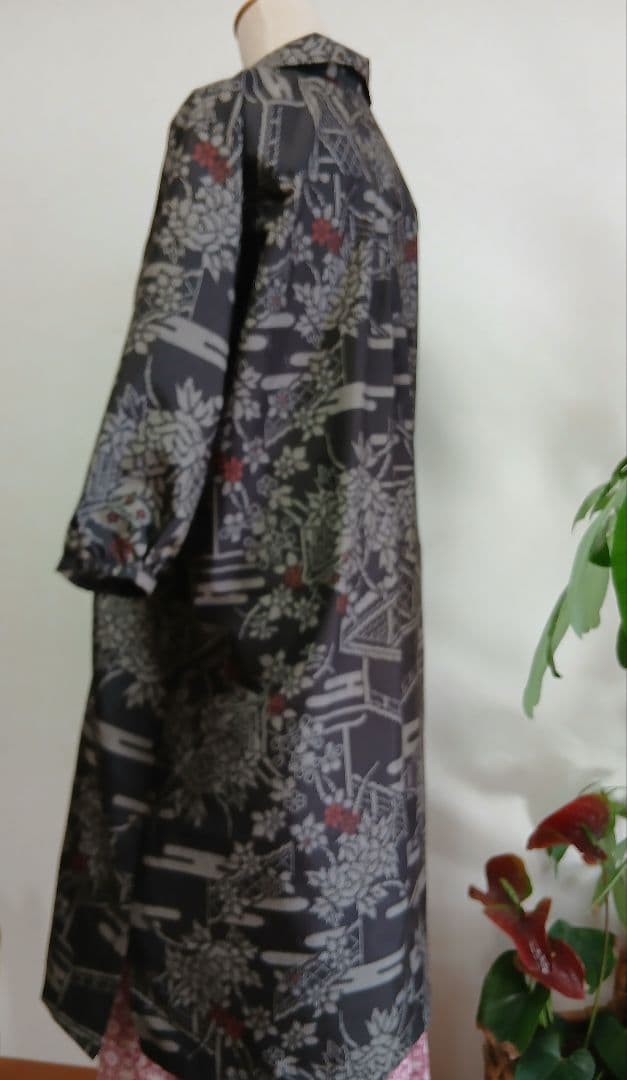 着物リメイク★本場大島紬★ワンピース&ポシェット