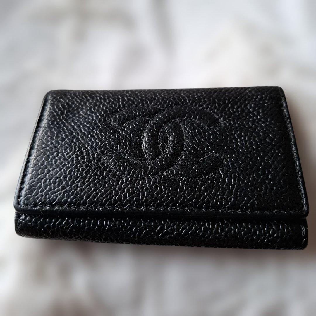 CHANEL ブラック キャビアスキンキーケース