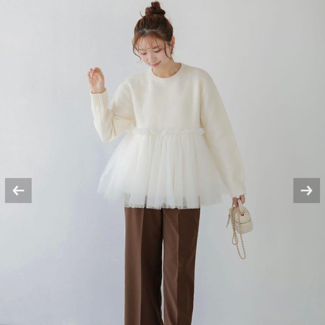 ✨新品タグ付き✨フィットモア　ドットチュールドッキングペプラムニット