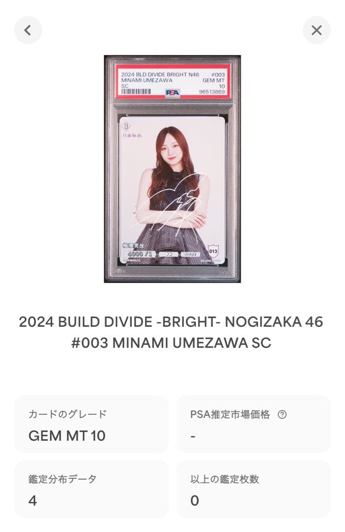 PSA10 梅澤美波 SC ビルディバイド