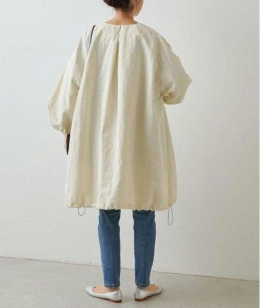 BEARDSLEY リネンポリバルーン袖コート　オフホワイト　ビアズリー