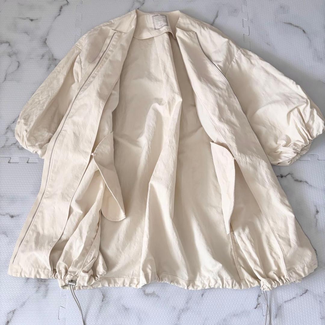 BEARDSLEY リネンポリバルーン袖コート　オフホワイト　ビアズリー