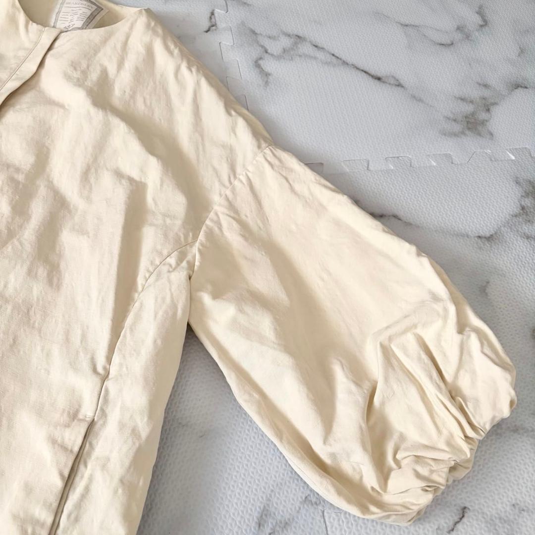 BEARDSLEY リネンポリバルーン袖コート　オフホワイト　ビアズリー