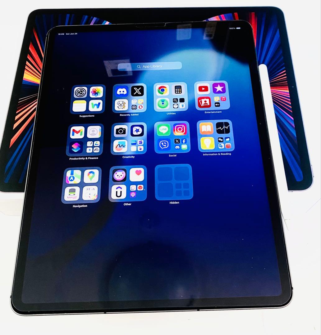 iPad Pro 12.9 第5世代 +pencil 2世代 + ケーブル+カバ