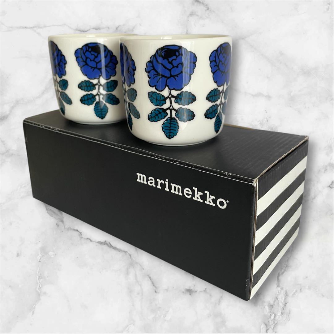 マリメッコmarimekko カフェカップ　ブルー2個セット　ヴィヒキルース　青
