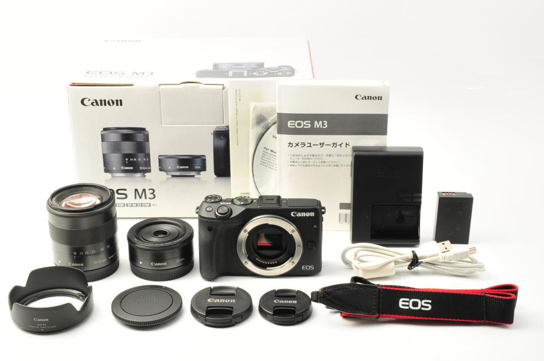 Canon キヤノン EOS M3 ブラック +EF-M ダブルレンズ#1208