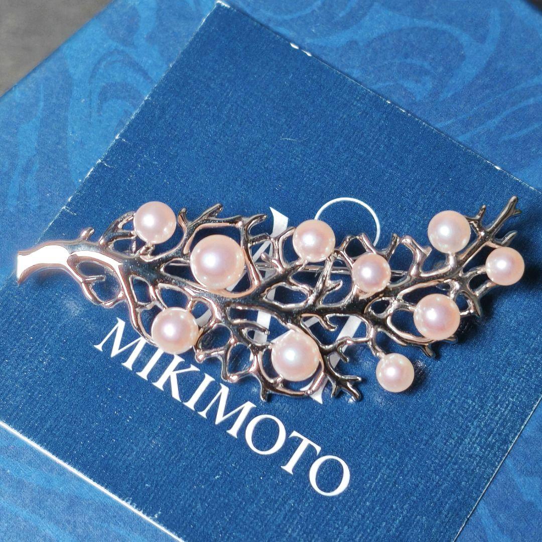 【極美品 最高級】ミキモト ブローチ パール リーフ フォーマル 皇室御用達