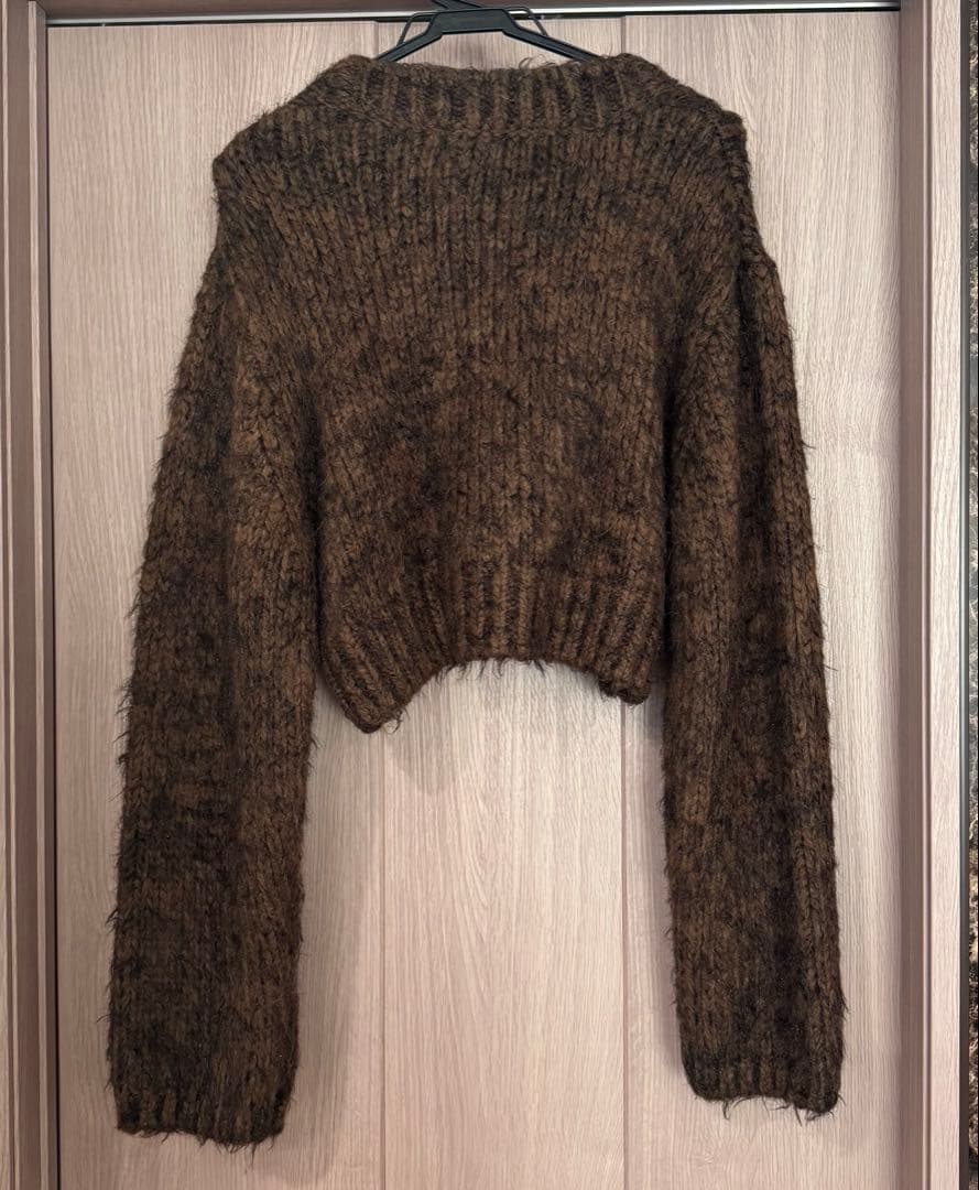 Pinue シャギーMIXニットカーディガン（BROWN）