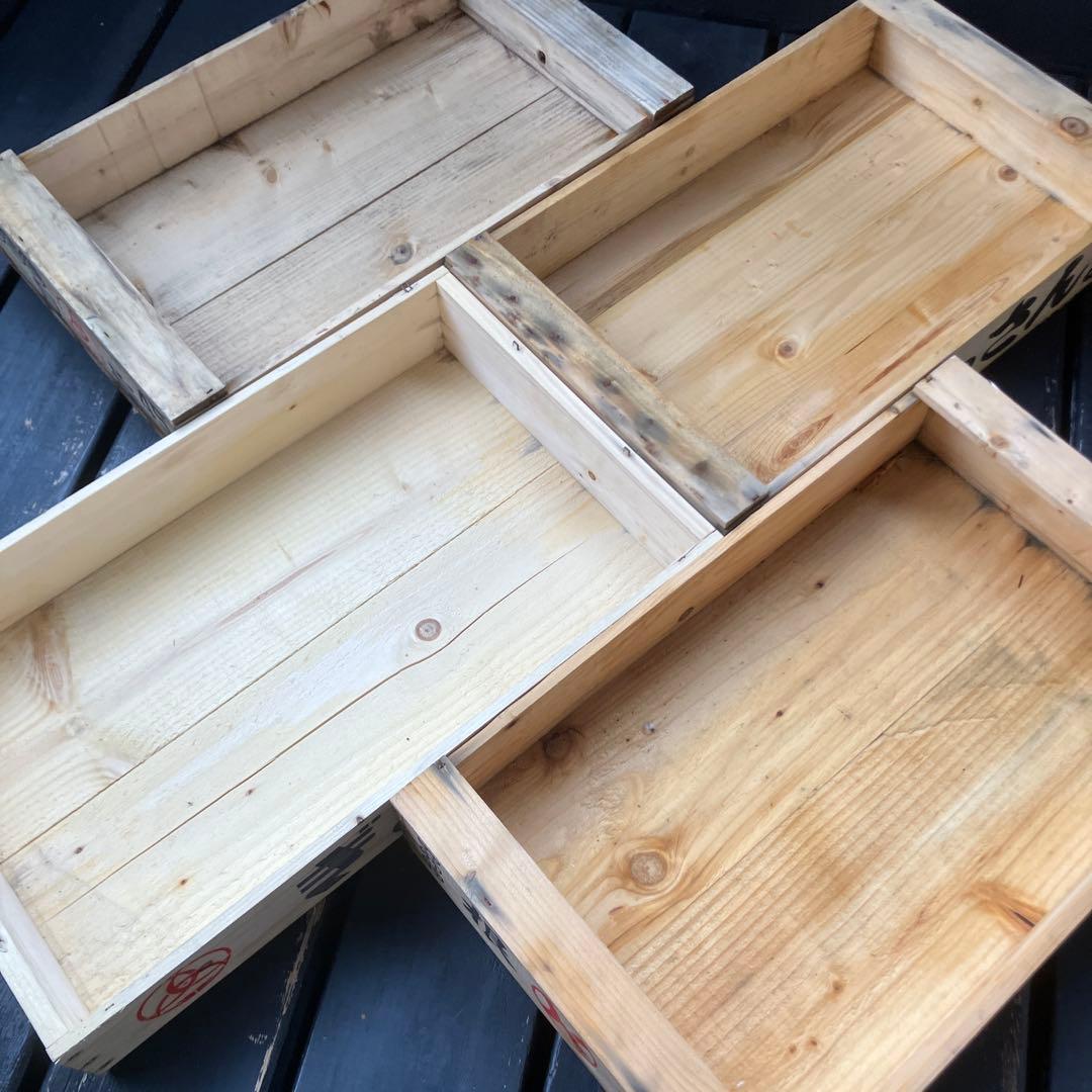 7個まとめ　魚　トロ箱　レトロ　木製箱　魚箱 魚屋 魚河岸 市場 木製　道具箱